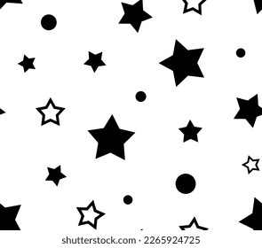 Abstraktes Handziehmuster unregelmäßige Stars und Punkte Nahtlose Vektorgrafik-Muster einzeln auf Hintergrund