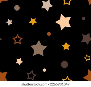 Resumen de la mano Dibujo Cute Estrellas Irregulares y puntos Vector sin soldadura Patrón de Bebé aislado fondo