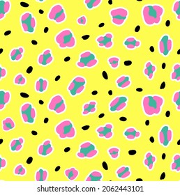 Resumen Dibujo A Mano Cute Leopard Piel Animal Cheetah con Puntos Geométricos Patrón Vector sin Marea Fondo Aislado 