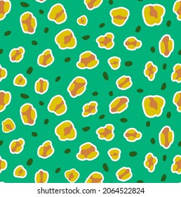 Abstract Hand Drawing Cute Leopard Cheetah Animal Skin with Geometric Dots Seamless Vector Pattern Isolated Background 