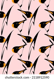 Fondo aislado del patrón vectorial sin soldadura de los pingüinos de dibujo a mano