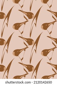 Abstract Hand Drawing Cute Penguins Seamless Vector Pattern Isolated Background