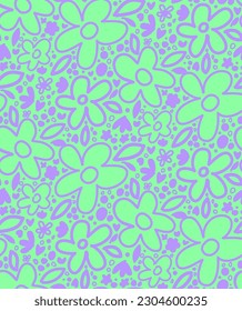 Abstracto Dibujo A Mano Cuto Flores De Daisy Retro Y Puntos Patrón Vector Infantil Sin Marea Fondo Aislado
