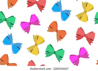 Abstract Hand Drawing Cute Ribbons Seamless Vector Pattern Isolated Background