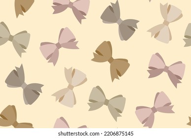Abstract Hand Drawing Cute Ribbons Seamless Vector Pattern Isolated Background
