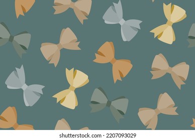 Abstract Hand Drawing Cute Ribbons Seamless Vector Pattern Isolated Background