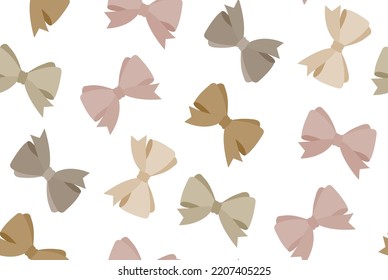 Abstract Hand Drawing Cute Ribbons Seamless Vector Pattern Isolated Background