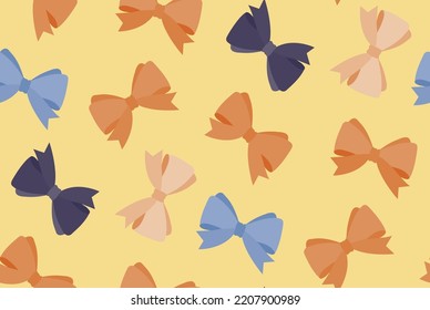 Abstract Hand Drawing Cute Ribbons Seamless Vector Pattern Isolated Background