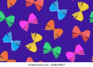Abstract Hand Drawing Cute Ribbons Seamless Vector Pattern Isolated Background