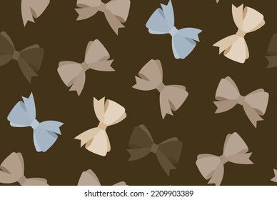 Abstract Hand Drawing Cute Ribbons Seamless Vector Pattern Isolated Background