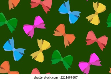 Abstract Hand Drawing Cute Ribbons Seamless Vector Pattern Isolated Background