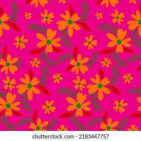Resumen Dibujo a mano Daisy Ditsy Flores retro y deja un patrón vectorial sin soldadura fondo aislado