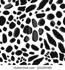 Abstract Hand Drawing Dalmatian Leopard Cheetah Skin Seamless Vector Pattern Isolated Background