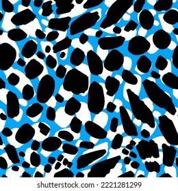 Abstract Hand Drawing Dalmatian Leopard Cheetah Skin Seamless Vector Pattern Isolated Background