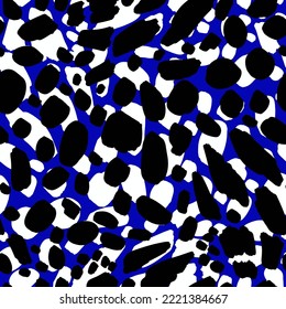 Abstract Hand Drawing Dalmatian Leopard Cheetah Skin Seamless Vector Pattern Isolated Background