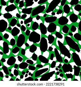 Abstract Hand Drawing Dalmatian Leopard Cheetah Skin Seamless Vector Pattern Isolated Background