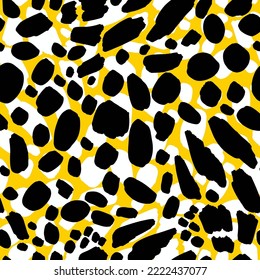 Abstract Hand Drawing Dalmatian Leopard Cheetah Skin Seamless Vector Pattern Isolated Background