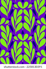 Abstract Hand Drawing Decorative Floral Oriental Damask Ethnic Leaves Seamless Vector Pattern Isolated Background