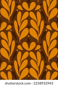 Abstract Hand Drawing Decorative Floral Oriental Damask Ethnic Leaves Seamless Vector Pattern Isolated Background