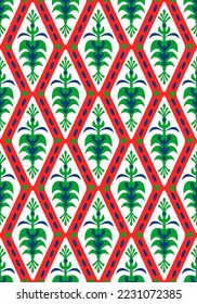 Abstract Hand Drawing Decorative Geometric Ethnic Floral Argyle Seamless Vector Pattern Isolated Background