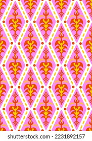 Resumen Plano Decorativo Geométrico Étnico Floral Argyle De Seamless Vector Patrón Aislado Fondo