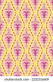 Abstract Hand Drawing Decorative Geometric Ethnic Floral Argyle Seamless Vector Pattern Isolated Background