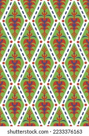Resumen Plano Decorativo Geométrico Étnico Floral Argyle De Seamless Vector Patrón Aislado Fondo