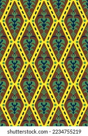 Abstract Hand Drawing Decorative Geometric Ethnic Floral Argyle Seamless Vector Pattern Isolated Background
