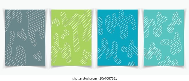 Abstract hand drawing design of free shape artwork brochures set. illustration vector