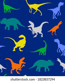 Abstract Hand Drawing Dinosaurs Repeating Vector Pattern Isolated Background