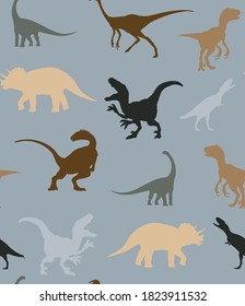 Abstract Hand Drawing Dinosaurs Repeating Vector Pattern Isolated Background