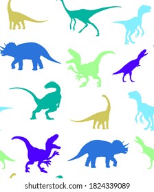 Abstract Hand Drawing Dinosaurs Repeating Vector Pattern Isolated Background
