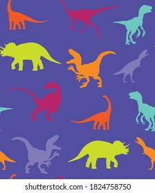 Abstract Hand Drawing Dinosaurs Repeating Vector Pattern Isolated Background