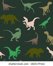 Abstract Hand Drawing Dinosaurs Repeating Vector Pattern Isolated Background