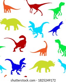 Abstract Hand Drawing Dinosaurs Repeating Vector Pattern Isolated Background
