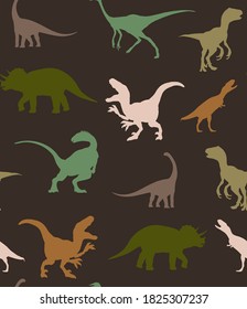 Abstract Hand Drawing Dinosaurs Repeating Vector Pattern Isolated Background