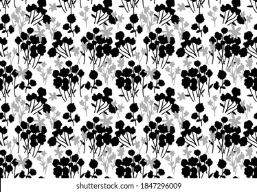Resumen Dibujo manual Flores de color Ditsy Ramas y hojas Patrón vectorial repetitivo Fondo aislado