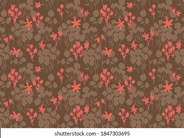 Resumen Dibujo manual Flores de color Ditsy Ramas y hojas Patrón vectorial repetitivo Fondo aislado