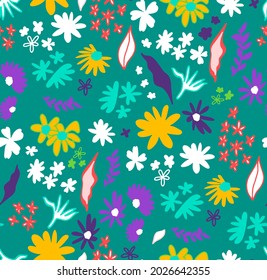 Fondo aislado de las hojas y ramas de las flores de las góndolas abstractas y de los dibujos a mano con vectores sin soldadura