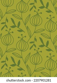 Abstract Hand Drawing Doodle Retro Flowers and Leaves Seamless Vector Pattern Isolated Background