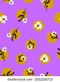 Abstrakte handgezeichnete Punkte und Blumen Nahtloses Vektormuster, isolierter Hintergrund