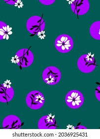 Abstract Hand Drawing Dots and Flowers Seamless Vector Pattern Isolated Background