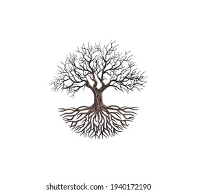 Abstract hand drawing drought tree vector isolated on white