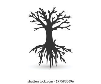 Abstract hand drawing drought tree vector isolated on white.