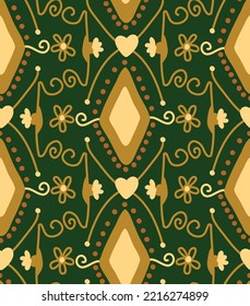 Abstraktes Handzeichnen Ethnische authentische geometrische Blumenmuster Diamantformen Nahtlose Weihnachtsmuster Vektormuster einzeln auf dem Hintergrund