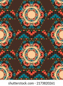 Abstract Hand Drawing Ethnic Folk Rectangular Geometric Tile Ceramic Motives Seamless Vector Pattern Isolated Background 