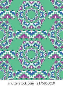 Abstract Hand Drawing Ethnic Folk Rectangular Geometric Tile Ceramic Motives Seamless Vector Pattern Isolated Background 