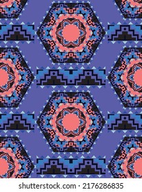 Abstract Hand Drawing Ethnic Folk Rectangular Geometric Tile Ceramic Motives Seamless Vector Pattern Isolated Background 