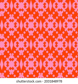 Abstract Hand Drawing Ethnic Geometric Ornate Damask Shapes Seamless Vector Pattern Isolated Background