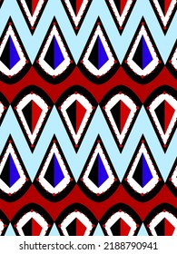 Abstract Hand Drawing Ethnic Geometric Diamond Shapes Seamless Vector Pattern Isolated Background 